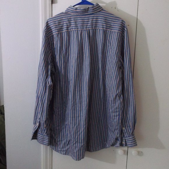 Chaps Red Blue Stripe Button Down Shirt L Cotton - Picture 4 of 5